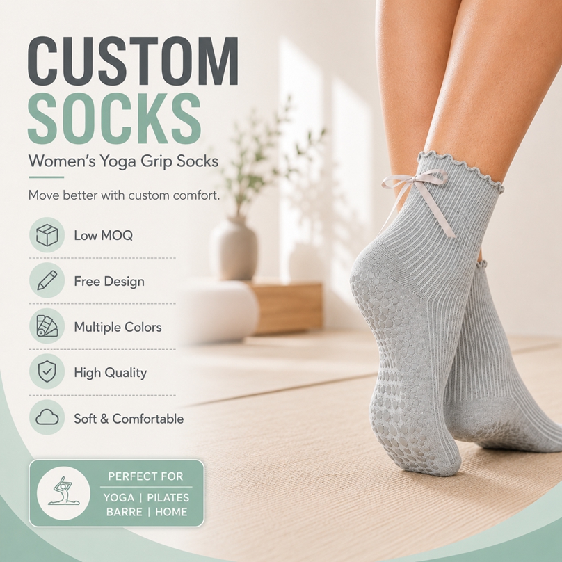 Custom Logo Pilates Grip Socks  | Multiple Color Options